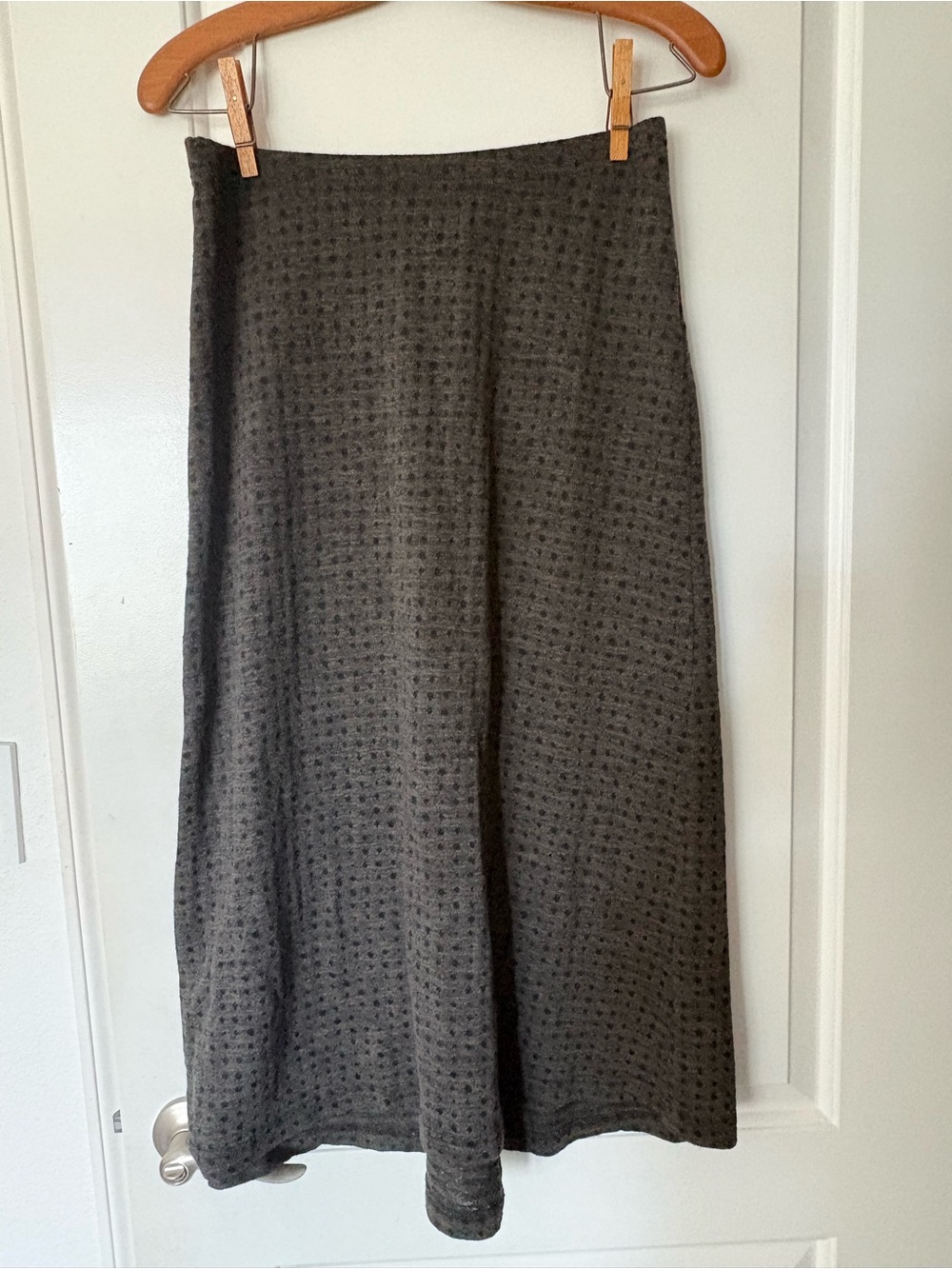 Cut loose Lagenlook Aline cotton polka dot gray blend skirt size s